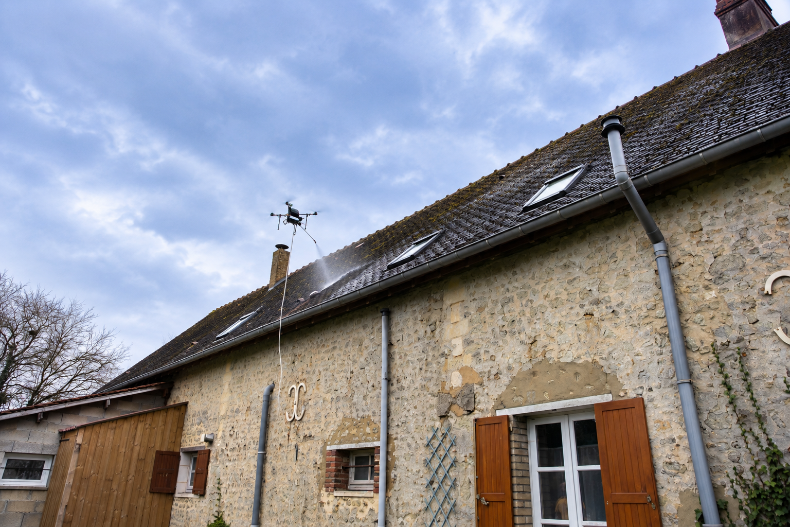 Traitement de toiture par drone à Champeaux-sur-Sarthe dans l’Orne par Normandrone